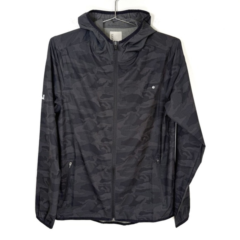 Vuori Men's Camo Full Zip Hooded Lightweight Active Jacket Black Gray